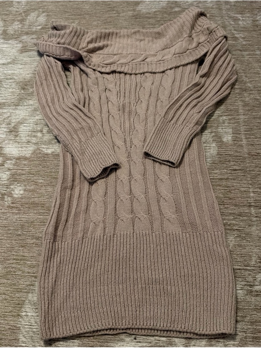 Off-Shoulder Cable Knit Sweater Dress